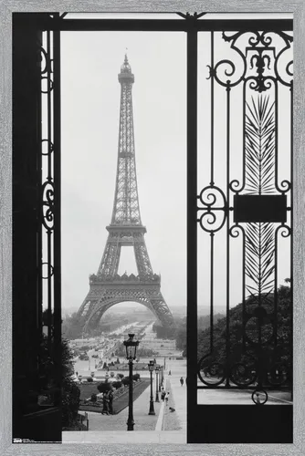 Vista 13 de Trends International Póster de pared de la Torre Eiffel - Puerta VIew, 14.725 x 22.375 pulgadas, versión enmarcada de madera de granero