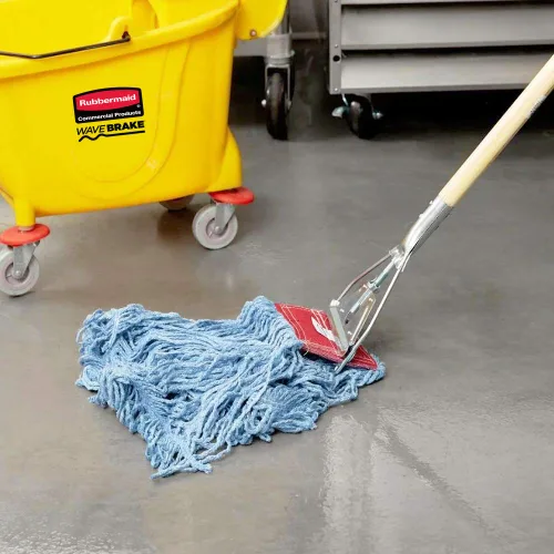 Vista 2 de Rubbermaid Commercial Products Super Stitch - Trapeador húmedo grande de mezcla de 24 onzas, diadema de 5 pulgadas, azul, para limpieza de uso