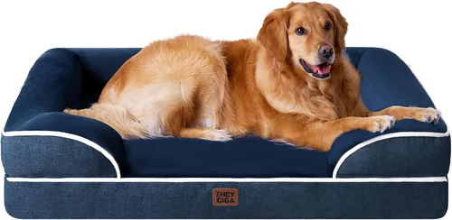 Vista 108 de EHEYCIGA – Cama ortopédica impermeable para perros pequeños, de espuma viscoelástica tipo caja de huevos, con bordes elevados y base antideslizante