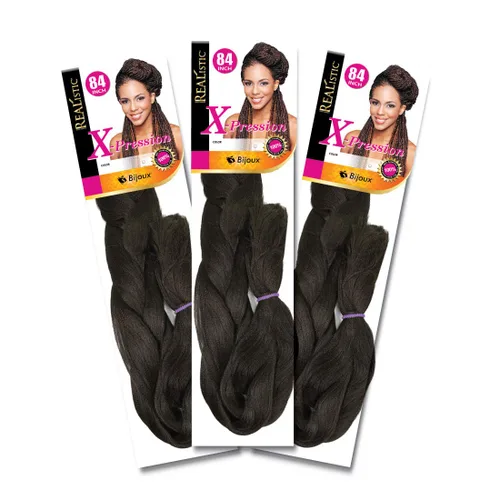 Vista 24 de Realistic Trenza original X-Pression 84 pulgadas 100% Kanekalon (paquete de 3, 1) M-61XPRES84