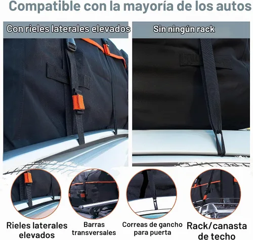 Vista 2 de RoofPax Bolsa de transporte de carga extra impermeable para techo de 15 cft, doble cremallera resistente a la intemperie, alfombrilla integrada, 10