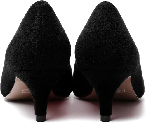 Vista 4 de SKYSTERRY Vestido de gamuza con punta cuadrada para mujer, zapatos de tacón bajo para boda, gatito, zapatos de tacón bajo de 2 pulgadas