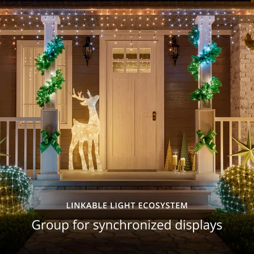 Vista 5 de Twinkly Cuerdas de 250 luces LED blancas, cadena de luces LED para exteriores e interiores, luces blancas de Navidad de cálido a fresco, LED