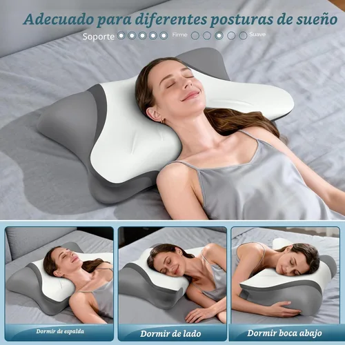 Vista 7 de Almohada cervical para el cuello para aliviar el dolor, almohadas de cama para dormir, almohada de enfriamiento ergonómica, almohada ortopédica