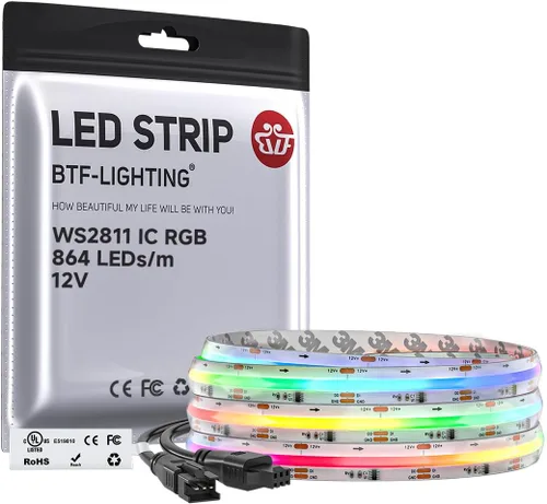 Vista 12 de BTF-LIGHTING FCOB WS2811 IC RGB Tira de LED COB 864LED/m Flexible Alta Densidad Luz Uniforme de Perseguida de Color DC12V 5 m 24IC/m 12mm de Ancho