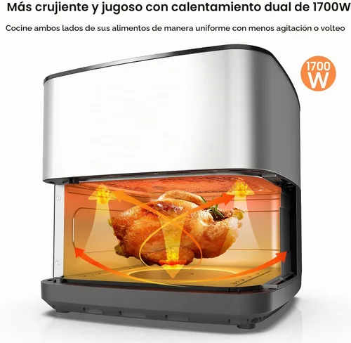 Vista 8 de Iceagle Freidora de aire de acero inoxidable de 9 cuartos de galón - Freidora XXL con ventana de visualización grande, elementos de calentamiento