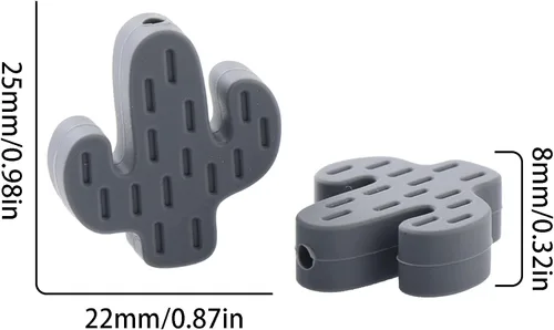 Vista 2 de 30 cuentas de silicona multicolor en forma de cactus para manualidades de bricolaje