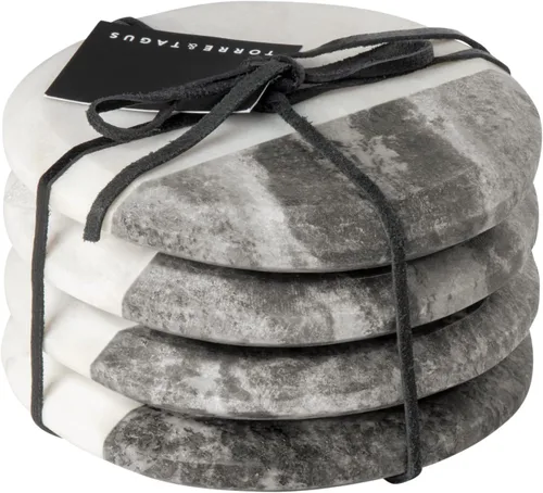 Vista 6 de Torre & Tagus Juego de 4 posavasos redondos de mármol para bebidas, posavasos de mármol sólido real para mesa de café, soporte de bebidas
