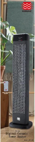 Vista 8 de Calefactor de cerámica oscilante digital de lujo de 30 pulgadas con termostato ajustable, control remoto y protección de seguridad