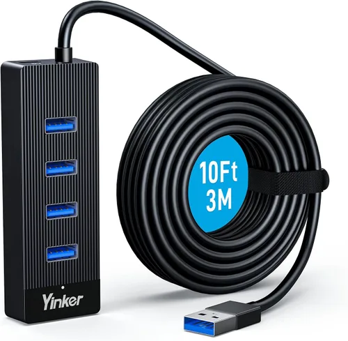 Vista 8 de Hub USB 4 puertos, múltiples concentradores USB 3.0, divisor USB-A para laptop con puerto de alimentación tipo C, extensor para un puerto portátil