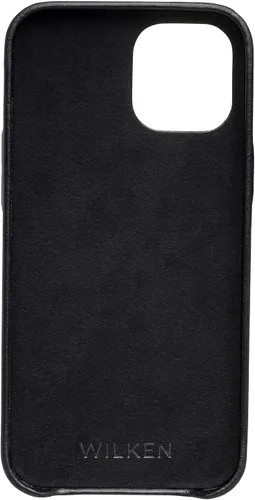 Vista 4 de Funda de teléfono delgada de cuero Wilken compatible con iPhone 15 Compatible con MagSafe y carga inalámbrica Cubierta de cuero de grano Negro