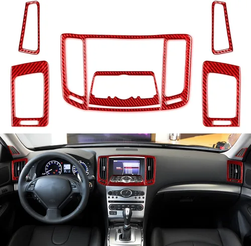 Vista 12 de NVCNX Real Premium Kit de Moldura de Consola Interior de Fibra de Carbono Cubierta de Panel de Engranajes Panel AC CD Tablero de Coche Compatible