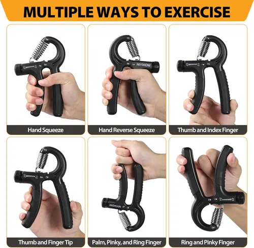 Vista 3 de NIYIKOW Paquete de 2 entrenadores de fuerza de agarre, fortalecedor de agarre de mano, resistencia ajustable de 22-132 libras (10-60 kg)