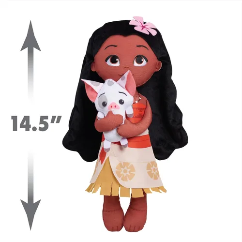 Vista 4 de Disney Princess Just Play - Muñeca de peluche de 14 pulgadas de Lil' Friends de Moana & Pua, juguetes para niños de 3 años en adelante