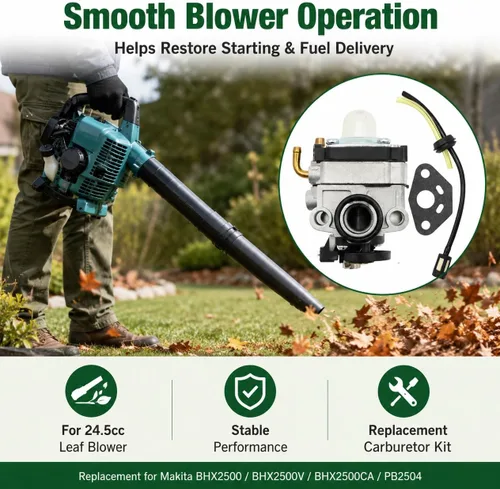 Vista 6 de Hoypeyfiy Reemplazo de carburador para soplador de hojas Makita BHX2500 BHX2500V PB2504 EH450 H2500 BHX2500CA 24.5 cc 168641-9 592-60220-01