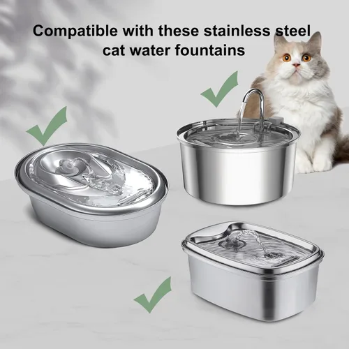Vista 2 de Filtros de fuente de agua para gatos, compatibles con fuente de mascotas de acero inoxidable, 8 filtros con 8 esponjas, filtros de repuesto