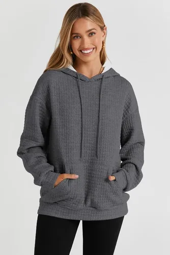 Vista 4 de SHEWIN Sudaderas con capucha para mujer, estilo casual, manga larga, con cordón y bolsillo