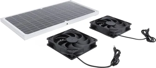 Vista 4 de Dpofirs Kit de ventilador de escape solar de 16 W Ventilador de ventilación dual con panel monocristalino para casa de mascotas invernadero
