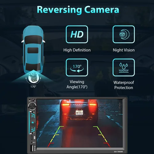 Vista 6 de Estéreo de coche doble DIN con pantalla táctil de 7 pulgadas, compatible con Apple CarPlay/Android Auto Bluetooth FM Radio USB Tipo-C Cámara