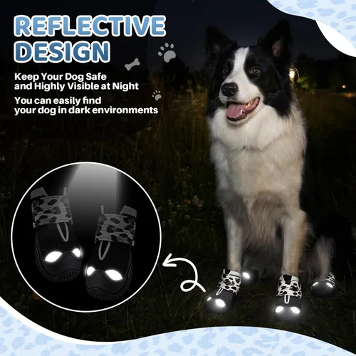 Vista 6 de SlowTon Zapatos para perros grandes, pequeños y medianos, botas transpirables para el pavimento caliente de verano, protector de patas para caminar