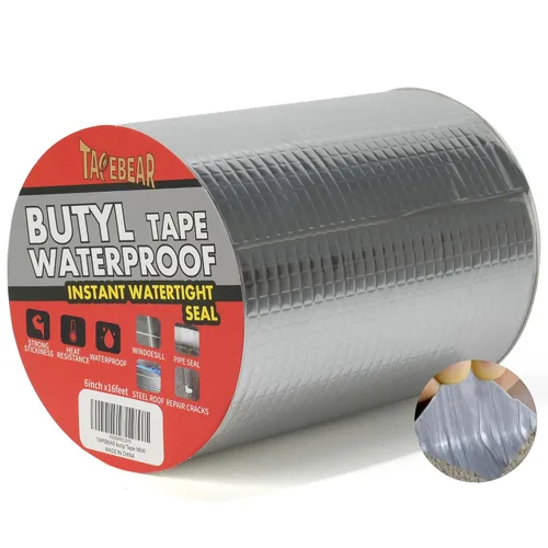 Vista 8 de TAPEBEAR Cinta de Butilo Impermeable Cinta de Sellado 2 pulgadas x 16 pies, Cinta de Papel de Aluminio Mejorada Resistente para Reparación de RV