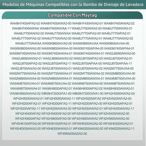 Vista 2 de WA50K8600AV/A2 WA50M7450AW/A4 WA400PJHDWR/AA motor de bomba de drenaje
