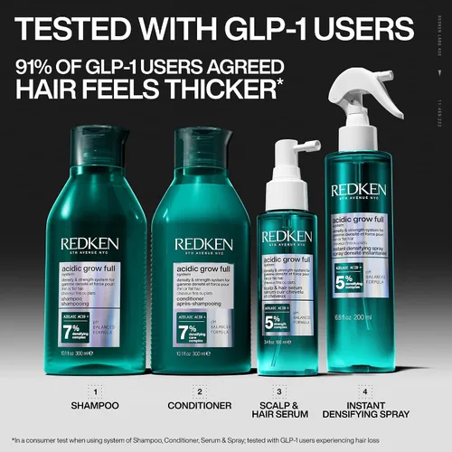 Vista 4 de Redken Acidic Grow Full System - Acondicionador ligero para cabello de aspecto más grueso y cuero cabelludo hidratado, con ácido azelaico