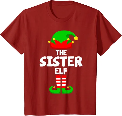Vista 9 de Sister Elf Matching Family Christmas T-Shirt, Negro