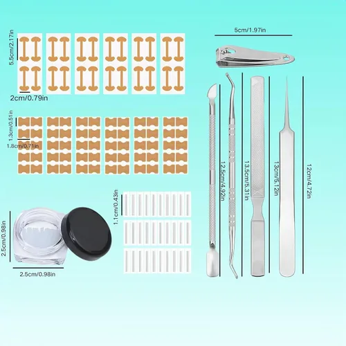 Vista 2 de Juego de corrector de uñas encarnadas con parche de corrección de uñas curvas, kit de eliminación de uñas mejorado, herramientas de pedicura