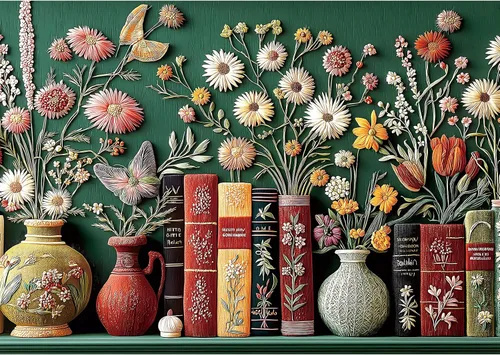 Vista 25 de MINIWAN Rompecabezas de 1000 piezas de arte de papel con plumas 3D para jardín de flores 27.5 x 19.7 pulgadas, letras en la parte posterior