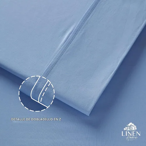 Vista 3 de Sábanas de 100% algodón percal, tamaño individual, 1 sábana encimera, ropa de cama fresca, resistente y transpirable, celeste Azul bebé