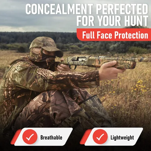 Vista 3 de Máscara facial de caza ligera, camuflaje para pavo, arco, ciervo, pato, ganso, coyote, equipo de camuflaje para hombres, malla transpirable