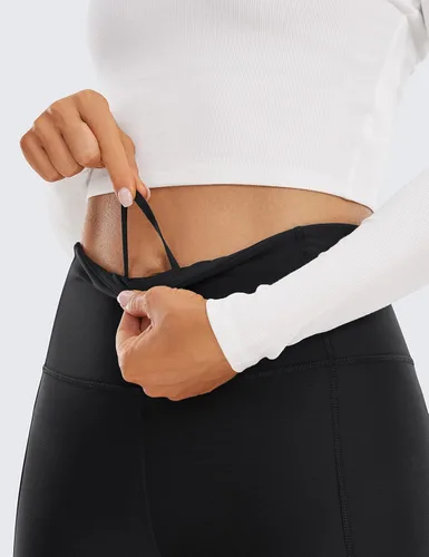 Vista 5 de CRZ YOGA Leggings térmicos con forro polar para mujer, 28 pulgadas, pantalones de senderismo cálidos de cintura alta con bolsillos, mallas