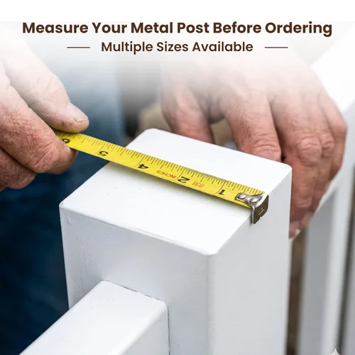 Vista 5 de Tapa de poste piramidal de aluminio de 2 x 2 pulgadas para postes de metal, ajuste a presión, color blanco con recubrimiento en polvo, resistente al