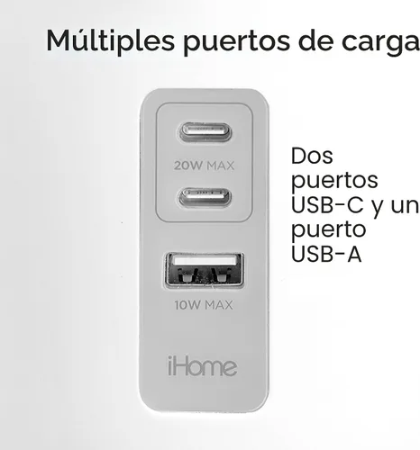 Vista 4 de iHome PowerPlant - Estación de carga, suculentas falsas con estación de carga USB para iPhone, Android y más, color blanco (iPP45)