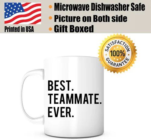 Vista 2 de Bst Teammate Ever-Taza de cerámica blanca de 11 onzas, taza para compañero de equipo, regalo de jugador de equipo, regalo de jugador