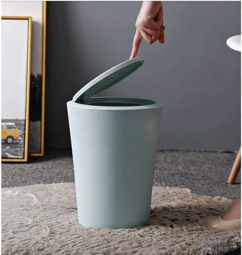 Vista 4 de Botes de basura de plástico con anillo de presión, con tapa/sin cubierta, para baño, (color : con cubierta azul) cesta