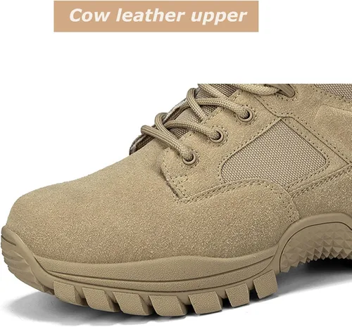 Vista 5 de Kervaky Botas tácticas militares para hombre, botas de trabajo, botas de combate, botas de desierto, botas de senderismo, botas de cuero, botas