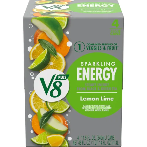 Vista 9 de V8 +ENERGY Bebida Energética de Cereza Negra, lata de 11.5 fl oz (paquete de 4)