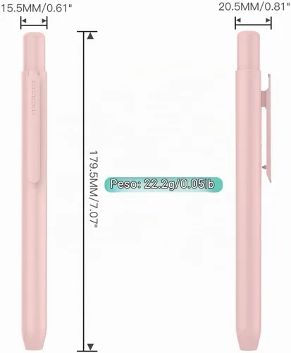 Vista 9 de Estuche con Soporte MoKo para Lápiz Apple 1ª Generación, Funda Protectora Retráctil para Lápiz iPad con Clip Resistente, Rosa A-Rosa