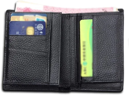 Vista 3 de XDSDDS - Cartera larga para hombre, de piel auténtica, con cremallera alrededor de cheques, tarjetero con bolsillo para monedas