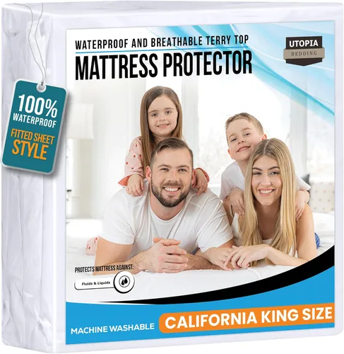 Vista 65 de Utopia Bedding – Protector impermeable de colchón tamaño individual, funda de colchón de terry premium de 200 GSM, transpirable, estilo ajustado