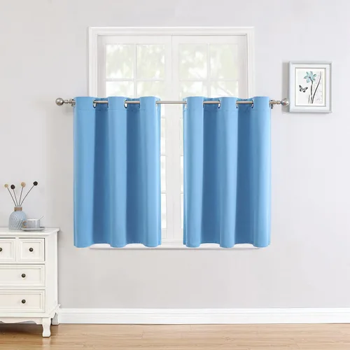 Vista 126 de ChrisDowa - Cortinas cortas para ventana de 40 pulgadas para dormitorio - Cortinas cortas con ojales y aislamiento térmico para oscurecer