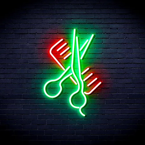 Vista 28 de AdvPro Comb & Scissors Flex Silicone LED Neon Sign - Azul - st16s32-fnu0363-b