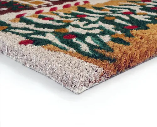 Vista 4 de Superscraper - Tapete para puerta de coco – Diseño de casa de jengibre navideño, tapete duradero para exteriores, resistente a la decoloración