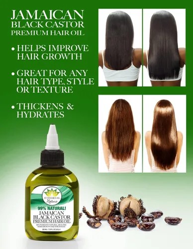 Vista 6 de Aceite natural para cabello Ethereal Nature 99% con mezcla de ricino negro jamaicano, 75 ml, transparente
