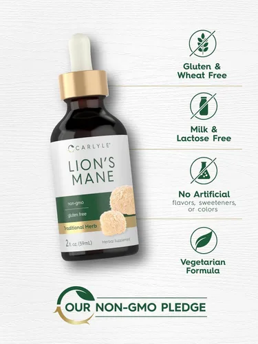 Vista 5 de Carlyle Lions Mane Mushroom Suplemento Gotas líquidas 2 fl oz