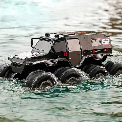 Vista 4 de 1:18 Camión monstruo impermeable juguetes RC Cars anfibio control remoto camiones 8WD todo terreno todoterreno Pickup juguete para 6 7 8 9 10 11 12