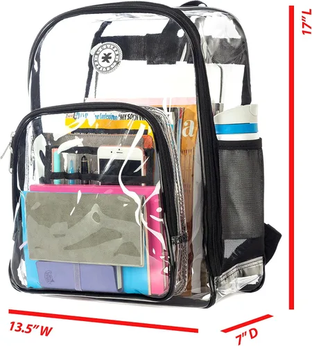 Vista 9 de K-Cliffs Large Transparent Backpack Clear Heavy Duty School Bag Durable Student Bookbag See Through Vinyl Daypack Workbag