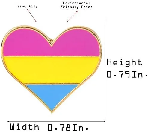 Vista 2 de Flairs New York - Broche de solapa esmaltado hecho a mano, Lgbtq+ Corazón Pansexual